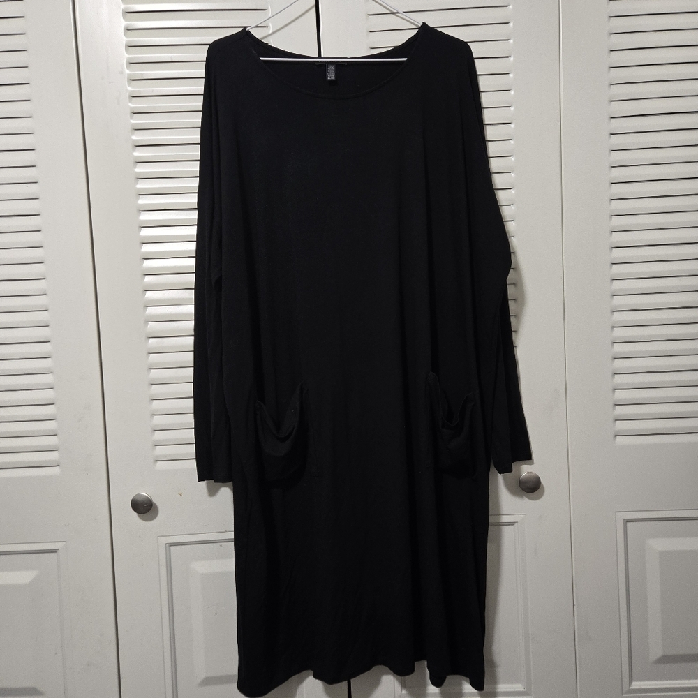 Eileen Fisher Jersey Long Sleeve Dress With Pockets Size XL